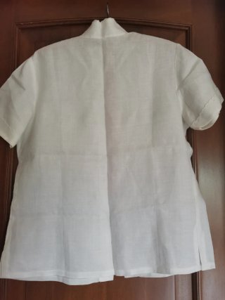 Camicia Vintage, in lino  Bianco,  Ricamata