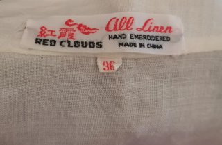 Camicia Vintage, in lino  Bianco,  Ricamata