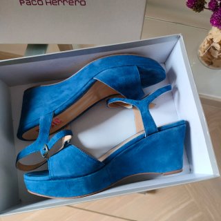 Sandalias cuña Paco Herrero azules