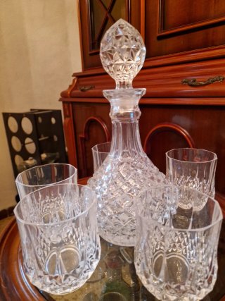 Licorera Bohemia con 5 Vasos