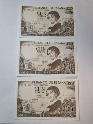 BILLETES 100 PESETAS CORRELATIVOS 1965