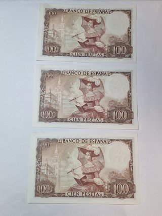 BILLETES 100 PESETAS CORRELATIVOS 1965