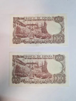 BILLETES 100 PESETAS CORRELATIVOS 1970 #1