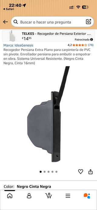 Recogecintas para persiana negro