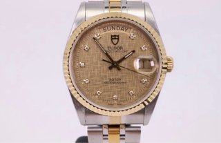 Tudor Prince Date+Day de Oro y Diamantes