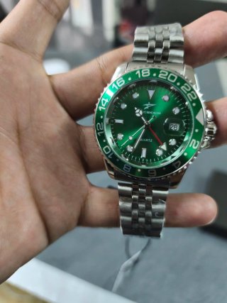 Orologio da polso uomo verde e argento CEOGO