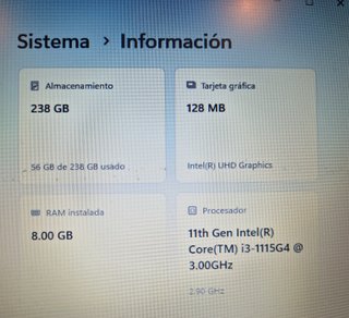 Portátil HP i3 11th Gen - 8GB RAM - SSD 238GB
