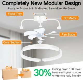 Ventilador Techo con Luz LED 50cm