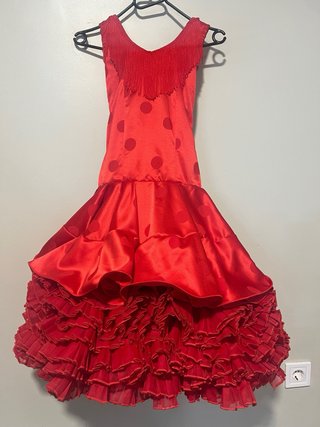 Traje Flamenca Niña Rojo + torerita + sombrero.