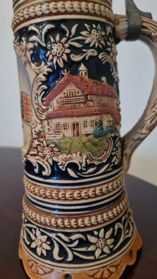 Boccale birra in ceramica con carillon Anni 60