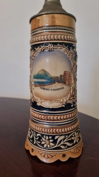 Boccale birra in ceramica con carillon Anni 60