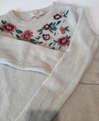 Maglione Sézane Ricamato Fiori Beige