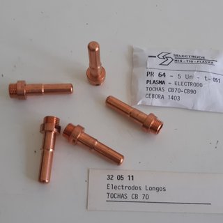 5 Eléctrodos Longos Cebora C1403 p/ Tocha Plasma