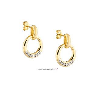 pendientes oro 18k con piedra con circonita