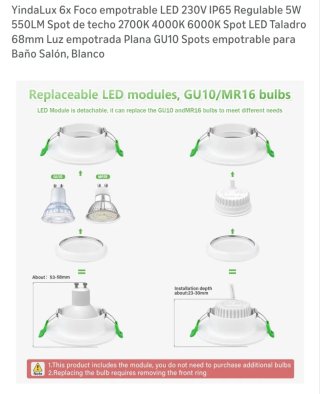 GeyouLux 6 Pack LED Empotrable