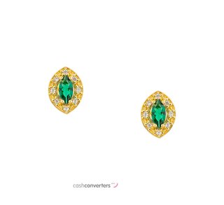 pendientes oro 18k con piedra con circonita