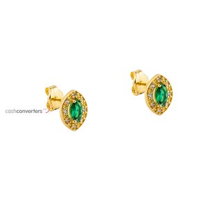 pendientes oro 18k con piedra con circonita