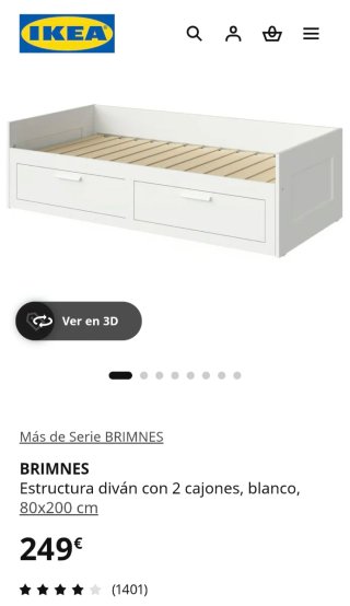 Cama diván IKEA BRIMNES extensible 80/160x200