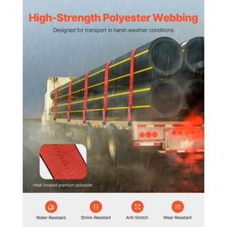 Cintas de Winch, 4" x 30', Capacidad de Carga de 6000 lbs, Resistencia a la Rotura de 18000 lbs, Cintas para Camiones con Gancho Plano, Amarras para Cama Plana Control de Carga para Remolques, Gra...