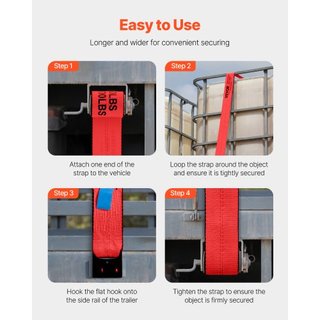 Cintas de Winch, 4" x 30', Capacidad de Carga de 6000 lbs, Resistencia a la Rotura de 18000 lbs, Cintas para Camiones con Gancho Plano, Amarras para Cama Plana Control de Carga para Remolques, Gra...