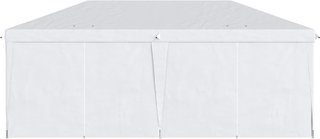 Gazebo Plegable 6X3 M Pop up Con 4 Ventanas Y Paneles Laterales, 2 Puertas Y Bolsa De Transporte, Gazebo De Exterior Con 12 Orificios De Drenaje En Metal Y Oxford, Para Jardín, Fiestas, Blanco