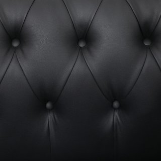 Divano Chesterfield 2 Posti in Pelle Sintetica, Divano Imbottito con Braccioli e Spugna Spessa, Divano con Gambe in Legno Gomma per Soggiorno e Ufficio, Nero
