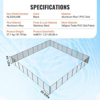 Cerca de piscina, cercas de piscina de 4 x 96 pies para piscinas enterradas, cercas de seguridad para niños removibles, instalación fácil de bricolaje de cercas de piscina, malla de cerca de pisci...