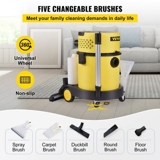 Aspiradora Húmeda y Seca, 20.1 L 2 HP Pico, Aspiradora Portátil 4 en 1 con Función de Soplado y Rocío, Control Remoto, Filtración HEPA y de Esponja, 5 Cepillos para Hogar, Coche