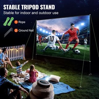 Pantalla de Cine al Aire Libre con Soporte, Pantalla de Cine Portátil de 381 cm, Pantalla de Proyector Exterior de Ángulo Amplio HD 16:9, Proyección Frontal y Trasera, con Bolsa de Almacenamiento ...