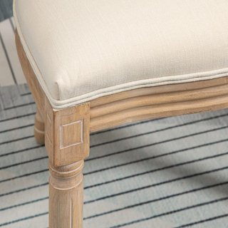 Juego de 2 Sillas para Sala de Estar Estilo Vintage con Respaldo Calado, de Madera y Tela, 49X56X96Cm, Blanco Crema