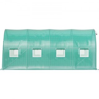 Invernadero de túnel portátil, 4.5 x 2 x 2 m / 15 x 7 x 7 ft Casa caliente para plantas con arcos de acero galvanizado, 1 viga superior, 2 postes diagonales, 2 puertas con cremallera y 8 ventanas ...