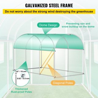Invernadero de túnel portátil, 304.8 x 213.4 x 213.4 cm Casa caliente para plantas con arcos de acero galvanizado, 1 viga superior, postes diagonales, puerta con cremallera y 6 ventanas enrollable...