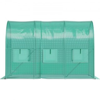Invernadero de túnel portátil, 304.8 x 213.4 x 213.4 cm Casa caliente para plantas con arcos de acero galvanizado, 1 viga superior, postes diagonales, puerta con cremallera y 6 ventanas enrollable...