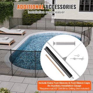 Cerca de piscina, cercas de piscina de 1.2 x 3.7 m para piscinas enterradas, cercas de seguridad para niños removibles, cerca de piscina de fácil instalación DIY, malla de cerca de piscina de PVC ...