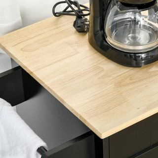 Carrito De Cocina Multiusos Con 2 Cajones, Armario De 3 Puertas Y 4 Ruedas, Isla De Cocina En Madera Y MDF, 121X46X91Cm, Negro