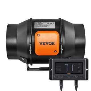 Ventilador de Conducto Inline, 6 Pulgadas 402 CFM con Controlador de Temperatura y Humedad, Ventilador de Escape Silencioso con Motor EC para Aumento de Enfriamiento, Carpas de Cultivo, Hidroponía