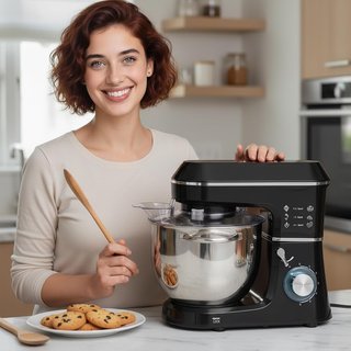 Amasadora Planetaria Con Bowl Inox 7L, 1400W 6 Velocidades Pulse, Cabeza Inclinable, Amasadora Profesional Antideslizante Con Gancho Para Amasar, Varilla, Batidor, Protector Y Accesorios