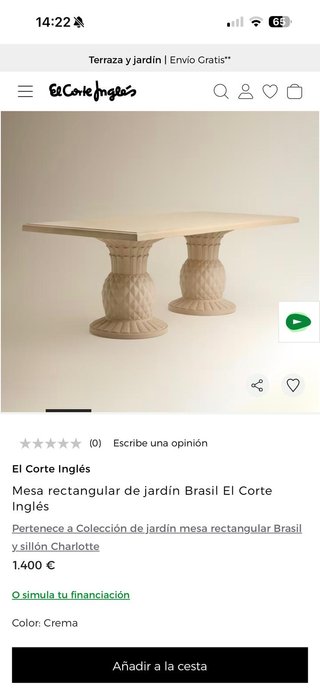 Mesa Rectangular Jardín Brasil El Corte Inglés