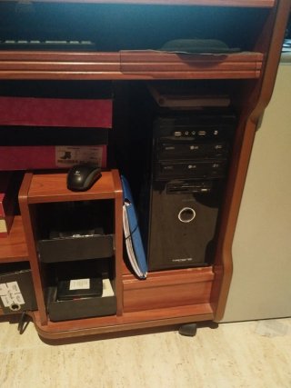Mesa Ordenador Madera Marrón Negra