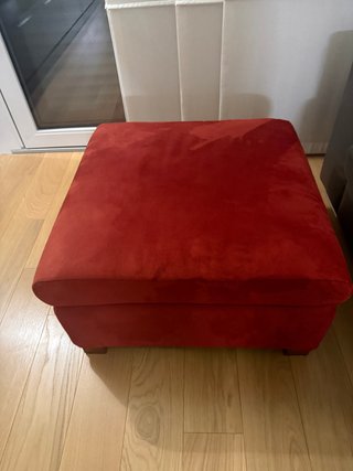 Divano letto in pelle con pouf