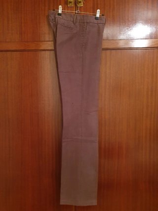 Pantalón de tela tiro bajo ZARA marrón chocolate