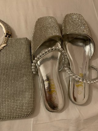 Borsa e sandali donna argento