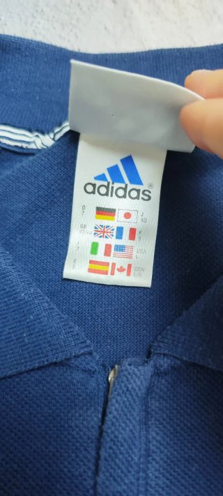 Polo Adidas 90s logos y franjas bordadas Talla L