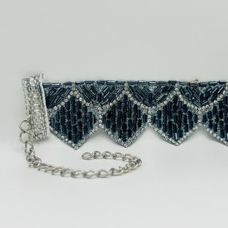 Collar picos abalorios gris azulado