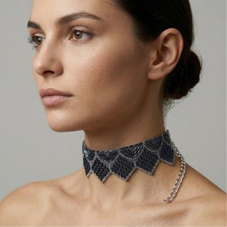 Collar picos abalorios gris azulado