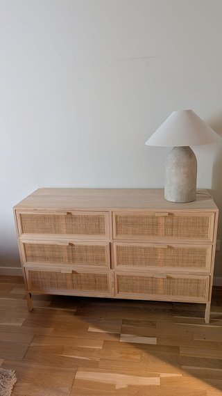 Cómoda 6 cajones Ratán y Madera 120x40 cm - SKLUM
