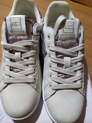 Scarpe donna casual sportive beige/oro