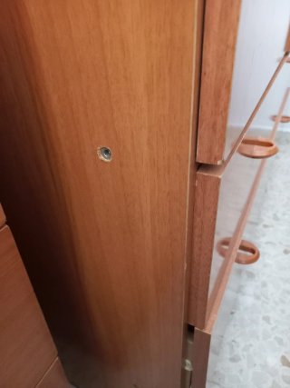 Armario de madera 2 puertas, dos cajones y altillo