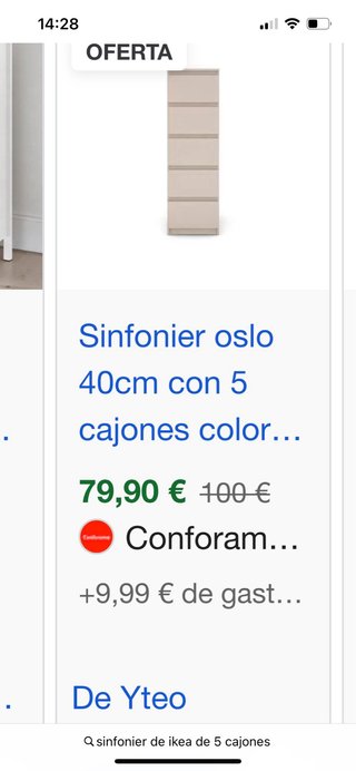 Sinfonier alto blanco 5 cajones Ikea