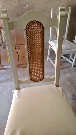 4 Sillas de Comedor Madera y Rattan